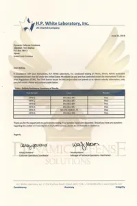 H.P. White Ballistic Testing Certification